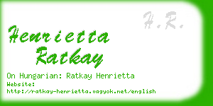 henrietta ratkay business card